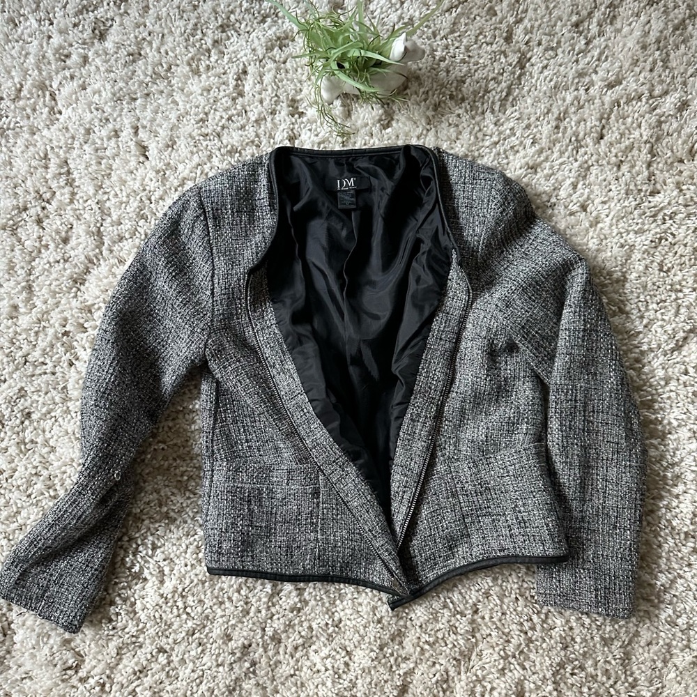 DM Donna Moore business jacket grey professional zipper long dress sleev…